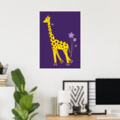 Cute Funny Giraffe Roller Skating Kinder Poster (Thuiskantoor)