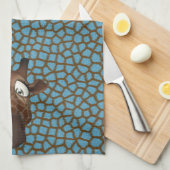 Cute Funny Giraffes Blue Animal Fur Pattern Theedoek (Quarter Fold)
