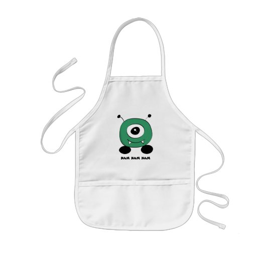 Cute Funny Green Alien Kinder Schort (Voorkant)