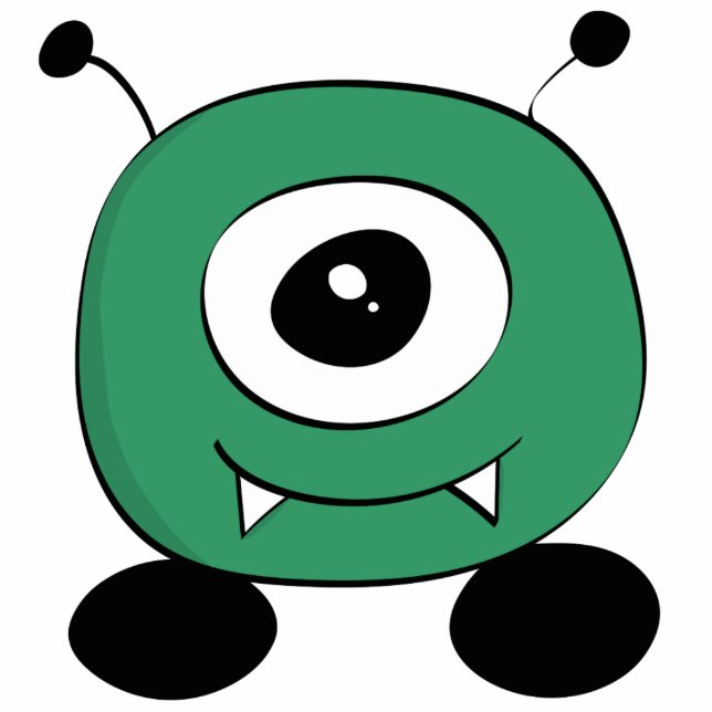Cute Funny Green Alien Staand Fotobeeldje (Voorkant)