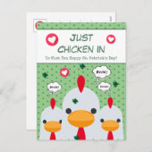 Cute Funny Green Just Chicken in St Patricks Day Feestdagenkaart (Voorkant / Achterkant)