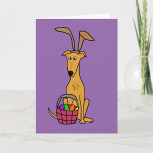 Cute Funny Greyhound Wearing Rabbit Ears Feestdagen Kaart