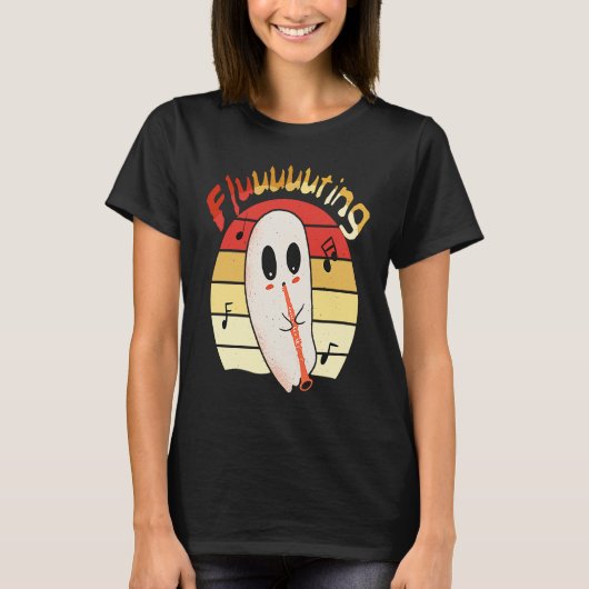 Cute & Funny Halloween Ghost Flute & Fluting  4 T-shirt (Voorkant)
