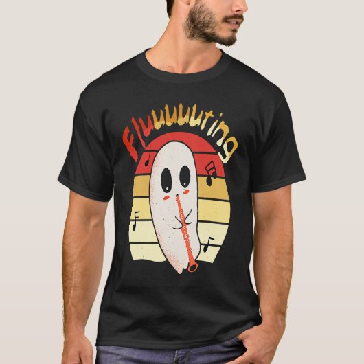 Cute & Funny Halloween Ghost Flute & Fluting  4 T-shirt (Voorkant)