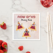Cute Funny Hamentash Hebrew Happy Purim Servet (Insitu)