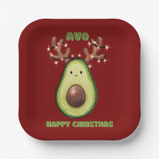 Cute Funny Happy Christmas Avocado Party  Papieren Bordje