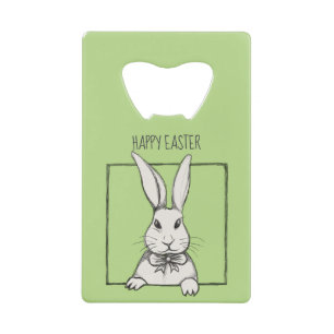 Cute Funny  Happy Easter Bunny, gepersonaliseerd Kredietkaart Flessenopener