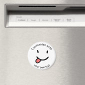 Cute Funny Happy Face Tongue Out Custom Text Magneet (Insitu (Vaatwasser))