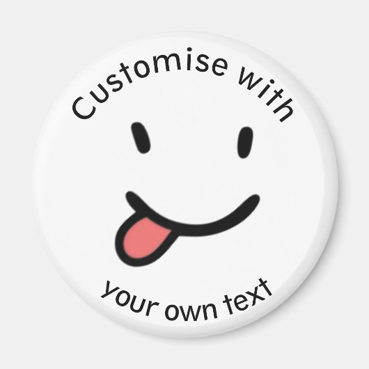 Cute Funny Happy Face Tongue Out Custom Text Magneet (Voorkant)