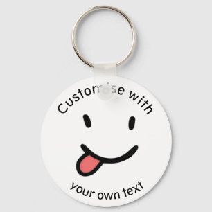 Cute Funny Happy Face Tongue Out Custom Text Sleutelhanger