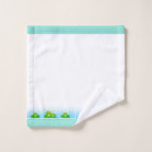 Cute Funny Happy Frogs sur Blanc & Turquoise (Gant de toilette)
