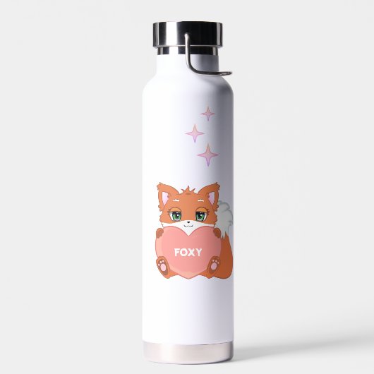 Cute Funny Happy Little Fox die een warm water vas Waterfles (Links)
