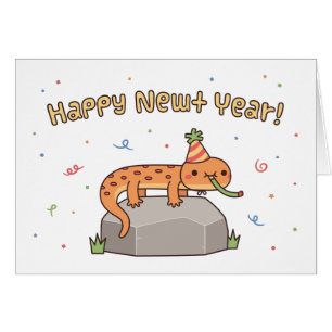 Cute Funny Happy Newt Year, Bonne Année
