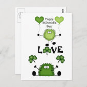 Cute Funny Happy St Patrick's Day Fuzzies LOVE Briefkaart (Voorkant / Achterkant)