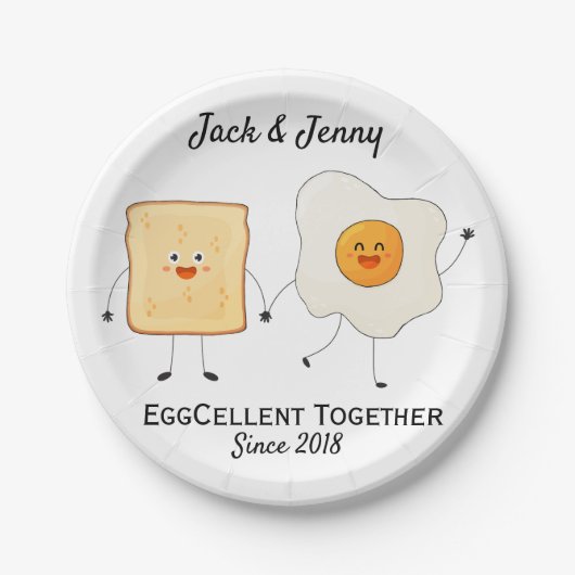 Cute Funny Happy Toast Eggcelent Samen Papieren Bordje (Voorkant)