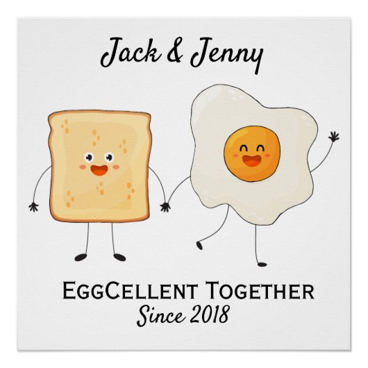 Cute Funny Happy Toast Eggcelent Samen Perfect Poster (Voorkant)