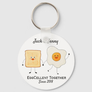 Cute Funny Happy Toast Eggcelent Samen Sleutelhanger