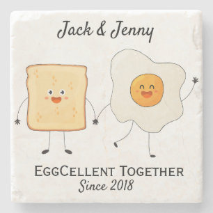 Cute Funny Happy Toast Eggcelent Samen Stenen Onderzetter