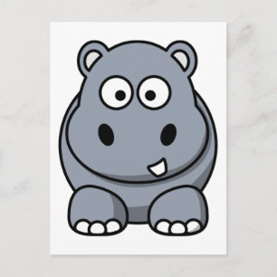 Cute Funny Hippo Briefkaart