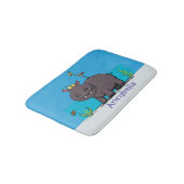 Cute funny hippopotamus with bird cartoon badmat (Gekanteld)