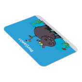Cute funny hippopotamus with bird cartoon magneet (Rechterzijde)