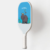 Cute funny hippopotamus with bird cartoon pickleball paddle (Links)
