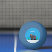 Cute funny hippopotamus with bird cartoon pingpongballen (Net)