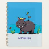 Cute funny hippopotamus with bird cartoon planner (Voorkant)