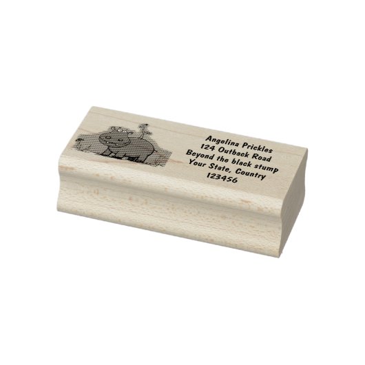 Cute funny hippopotamus with bird cartoon 	rubberstempel (Stempel)