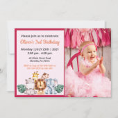 Cute Funny | Invitation d'anniversaire de fille ph (Devant)
