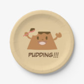 Cute Funny Kawaii Chocolate PUDDING!!!! Papieren Bordje (Voorkant)