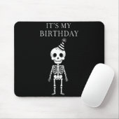 Cute Funny Kawaii Skeleton Birthday Skull Happy Wo Muismat (Met muis)