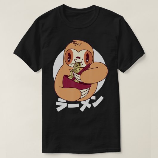 Cute Funny Kawaii Sloth Eating Ramen Noodles Japan T-shirt (Design voorkant)