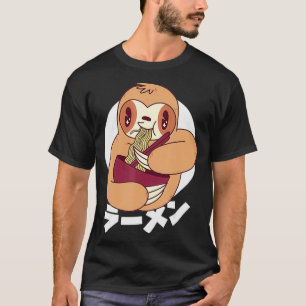 Cute Funny Kawaii Sloth Eating Ramen Noodles Japan T-shirt