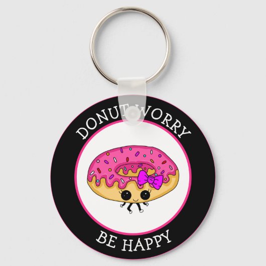 Cute Funny Kawaii Style Donut Puns Sleutelhanger (Voorkant)