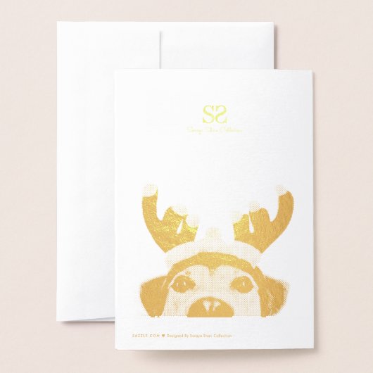 Cute Funny Kersthond Reindeer Antler Headband Folie Kaarten (Met envelop)