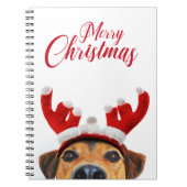 Cute Funny Kersthond Reindeer Antler Headband Notitieboek (Voorkant)