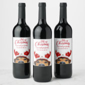 Cute Funny Kersthond Reindeer Antler Headband Wijn Etiket (Flessen)