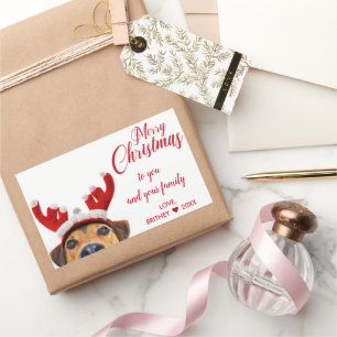 Cute Funny Kersthond Reindeer Hoofdband Antler Rechthoekige Sticker