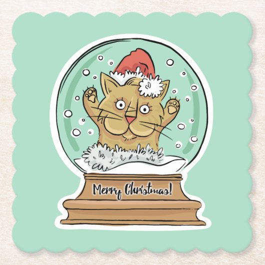 Cute Funny kerstkat-onderzetters Kartonnen Onderzetters (Voorkant)