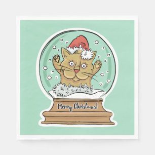 Cute Funny kerstkat papier servetten