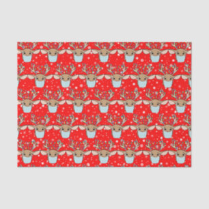 Cute Funny Kerstrennier Wearing Face Mask Tissuepapier