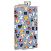 Cute Funny Kitty Cat Faces Pattern Blue Heupfles (Rechts)