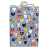 Cute Funny Kitty Cat Faces Pattern Blue Heupfles (Achterkant)