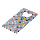 Cute Funny Kitty Cat Faces Pattern Blue Kredietkaart Flessenopener (Achterkant Gekanteld)