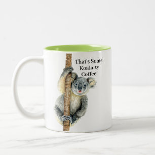 Cute Funny Koala Beer Animal Pun Tweekleurige Koffiemok