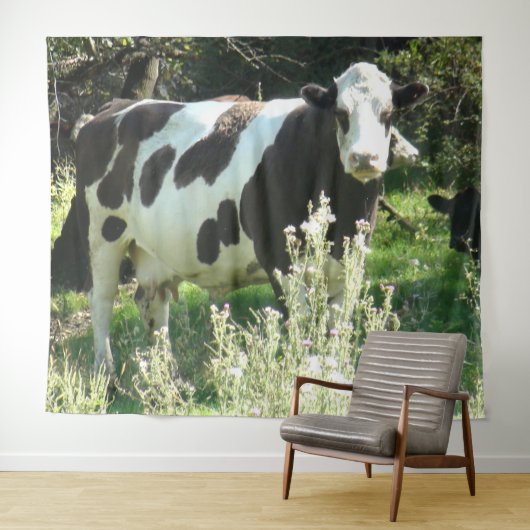 Cute Funny Koe Midwest Farming Wall Tapestry Wandkleed (In Situ (horizontaal))