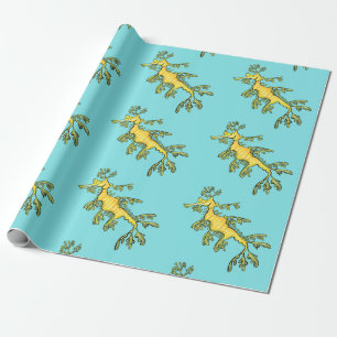 Cute funny leafy sea draak cartoon illustratie cadeaupapier