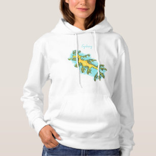Cute funny leafy sea draak cartoon illustratie hoodie