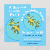 Cute funny leafy sea draak cartoon illustratie kaart (Voorkant / Achterkant)